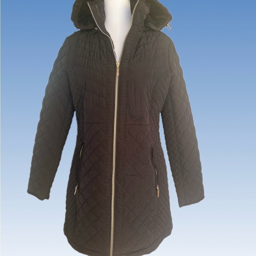 Gallery Black Quilted Puffer Coat size M